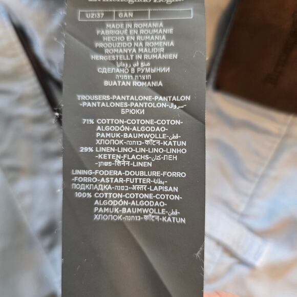 Ermenegildo Zegna Pants Men's 40 Blue Cotton Linen Blend Coastal Casual READ - Picture 8 of 12